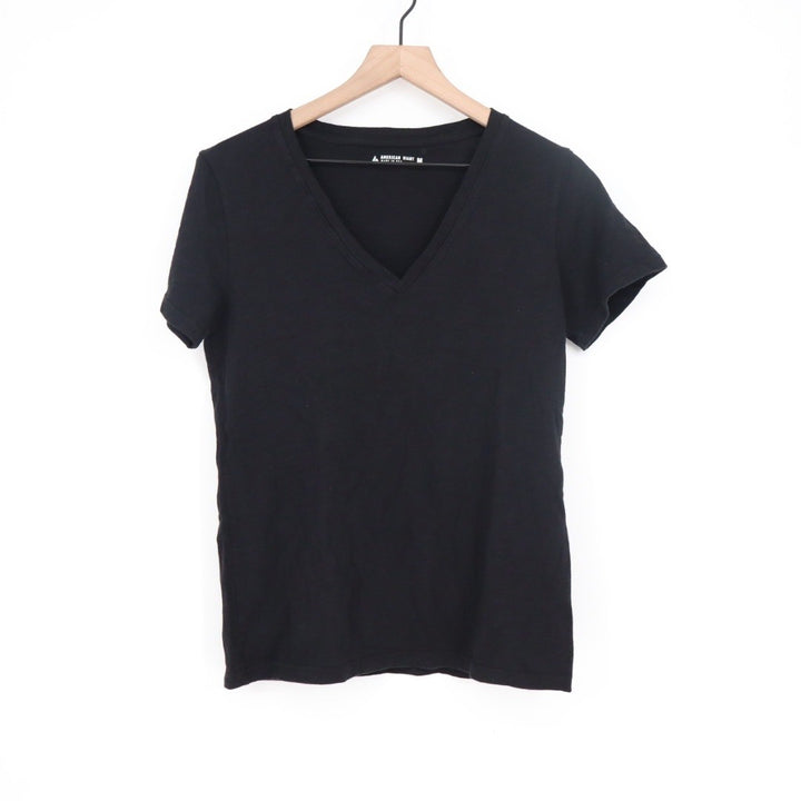 American Giant Women's Classic Cotton Black V Neck Tee Size Medium Made USA