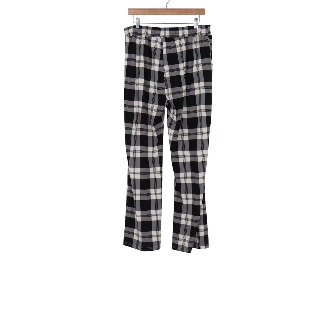 Dibaolong Black White Plaid Lounge Pants Wide Leg Drawstring XXL
