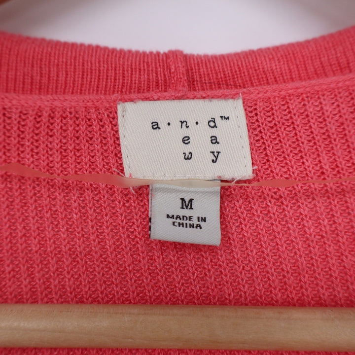A New Day Womens Coral Pink Ribbed Open Front Cardigan Sweater Size M