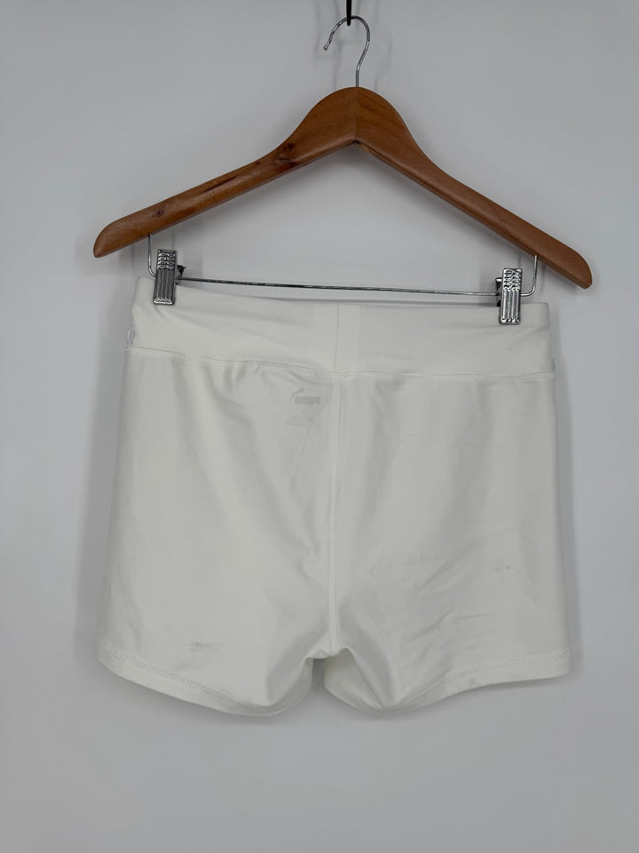 Puma Biker Shorts Womens Medium White Stretch Elastic Waist Workout Athletic