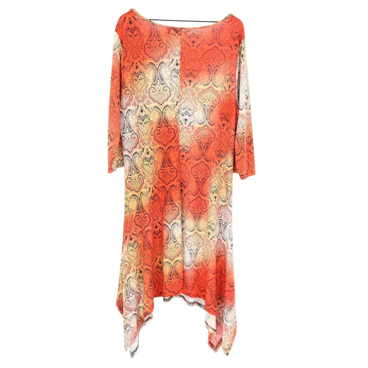 Mlle Gabrielle Dress Womens 2X Handkerchief Hem Orange Paisley Sharkbite Exc