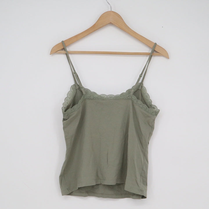 HM Sage Green Lace Trim Camisole Top Adjustable Straps Size M