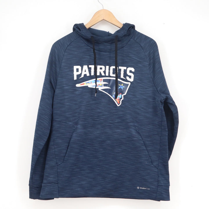Tek Gear Mens New England Patriots Warm Tek Hoodie Navy Blue Space Dye Size M