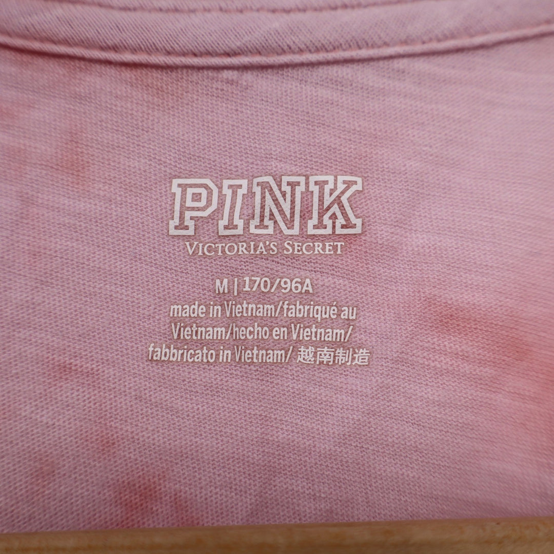 Victoria's Secret PINK Tie Dye T-Shirt Womens Medium Pink White Cotton Crew Neck