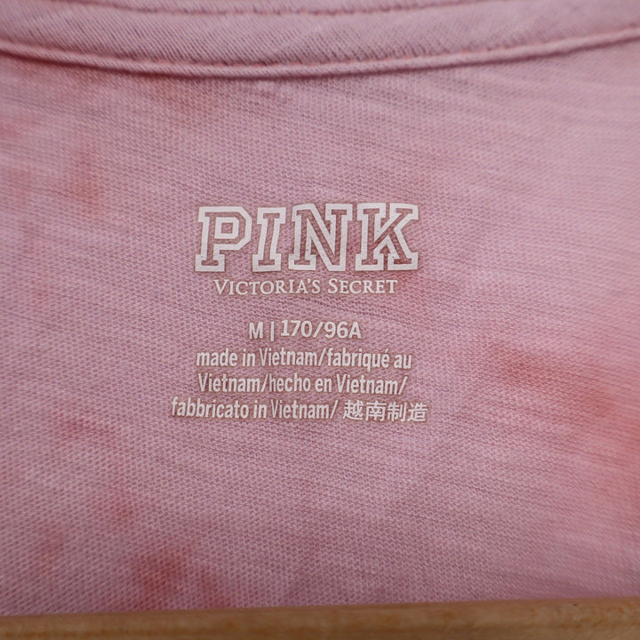 Victoria's Secret PINK Tie Dye T-Shirt Womens Medium Pink White Cotton Crew Neck