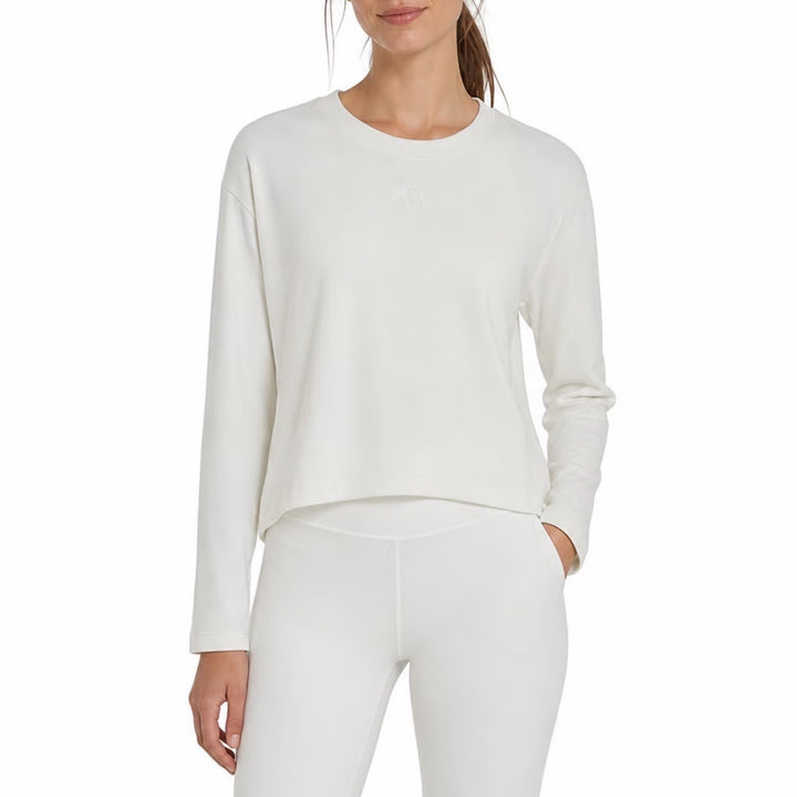 Adidas Womens Training Sweatshirt Off White Regular Fit Size M New