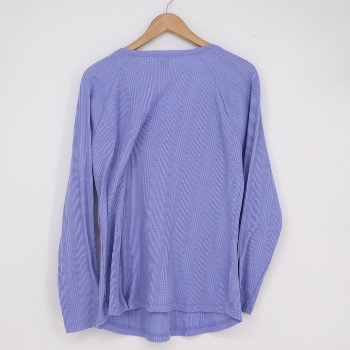 Eddie Bauer Womens XL Periwinkle Purple Waffle Knit Notched V-Neck Top