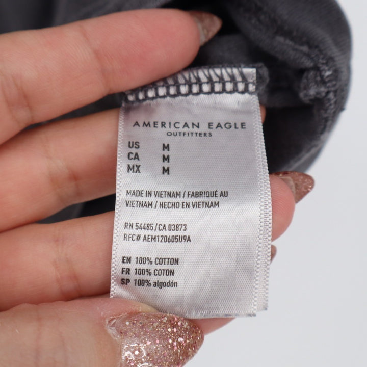 American Eagle Outfitters T-Shirt Men Medium Black Cotton Crew Neck Short Sleeve