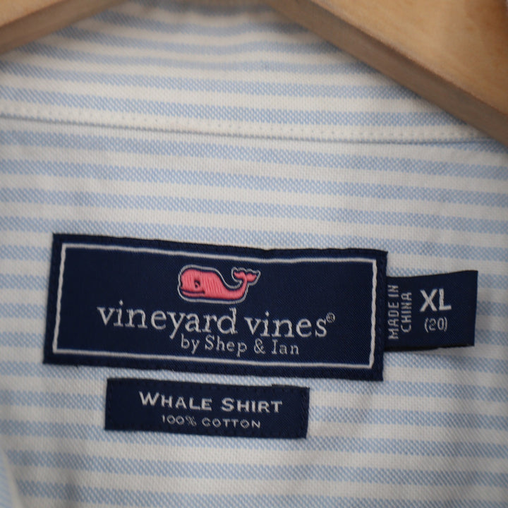 Vineyard Vines Mens XL Blue White Striped Whale Shirt Cotton Button Down Oxford