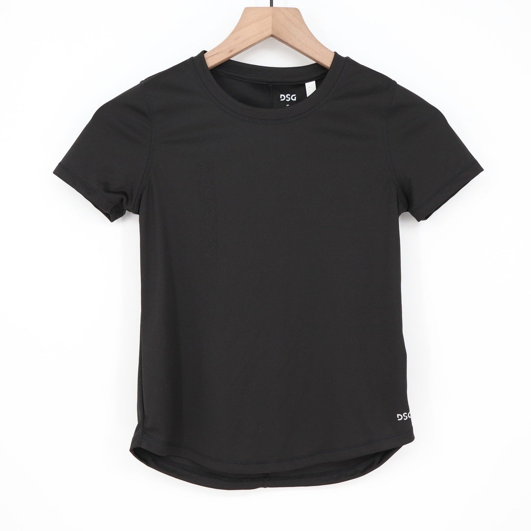 DSG Girls Movement Tee Pure Black Short Sleeve Athletic Top Size S 8-9