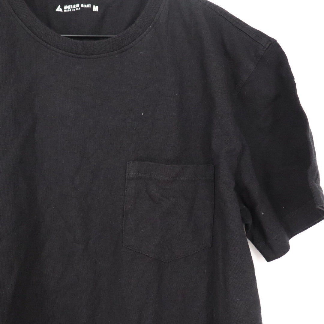 American Giant Black Pocket T Shirt Mens Medium Cotton Made USA Casual Basic