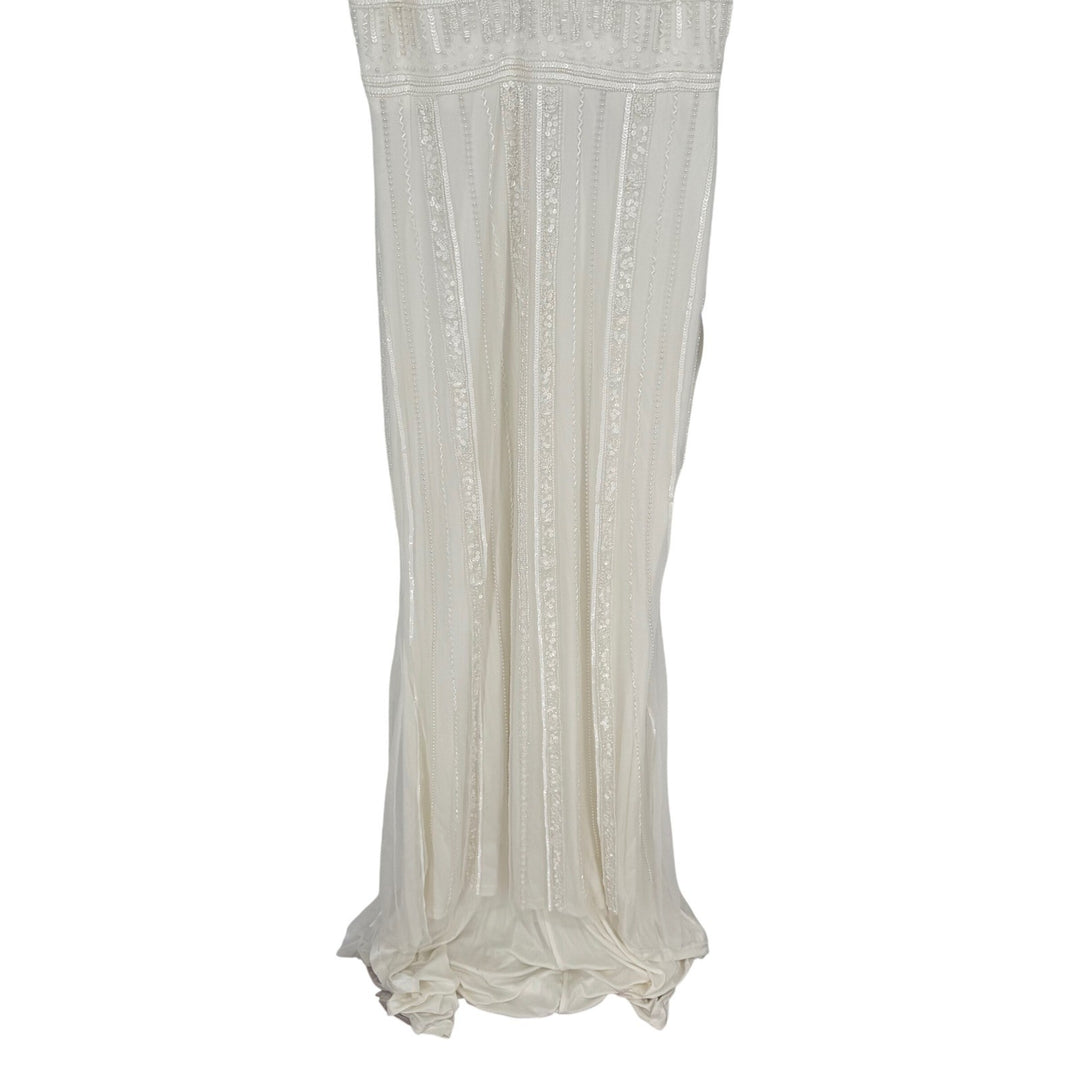 Lulus Stunning Vow White Beaded Sequin Maxi Dress Size L