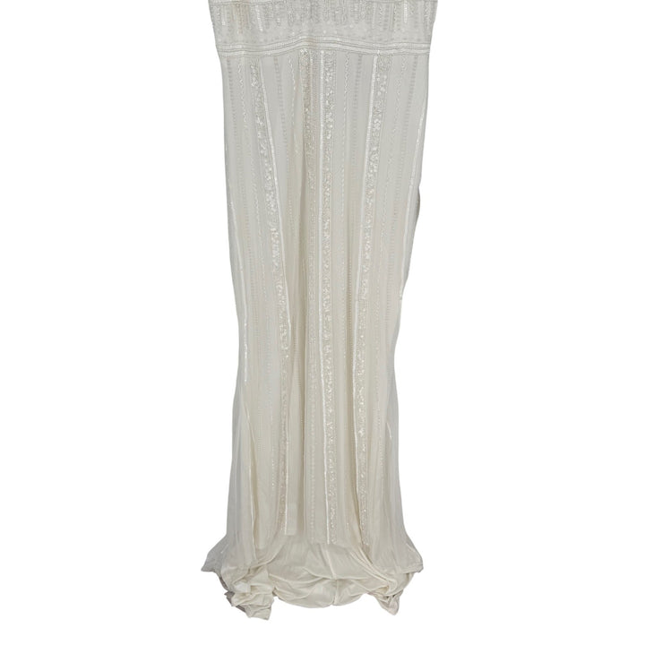 Lulus Stunning Vow White Beaded Sequin Maxi Dress Size L
