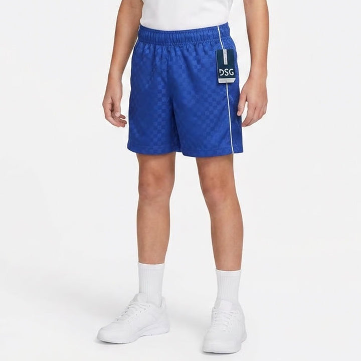 DSG Youth Woven Soccer Shorts Blue Checkerboard Performance Size S 8-9