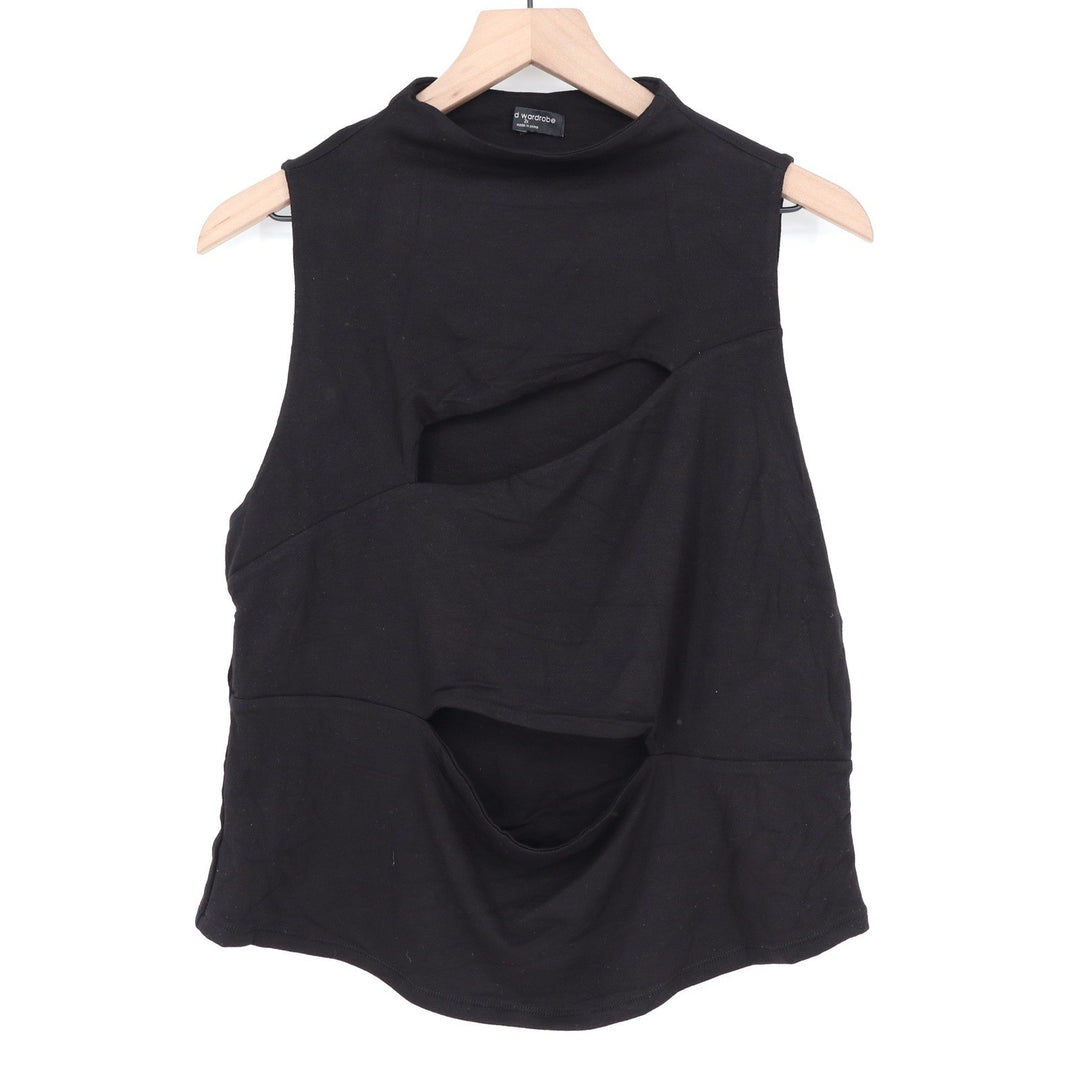 Naked Wardrobe Mens 2X Black Mock Neck Sleeveless Cutout Top