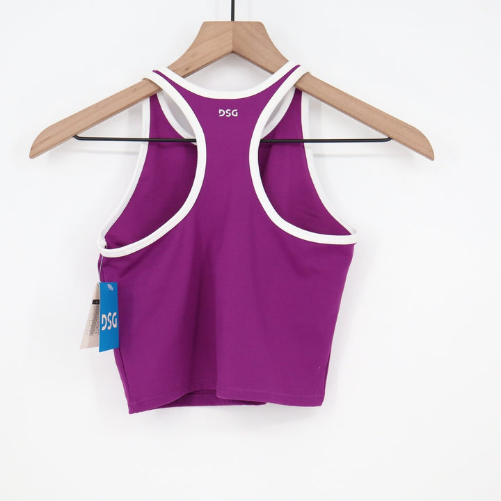 DSG Girls Momentum Shelf Bra Tank-Bound Vibrant Violet Crop Top M 10-12