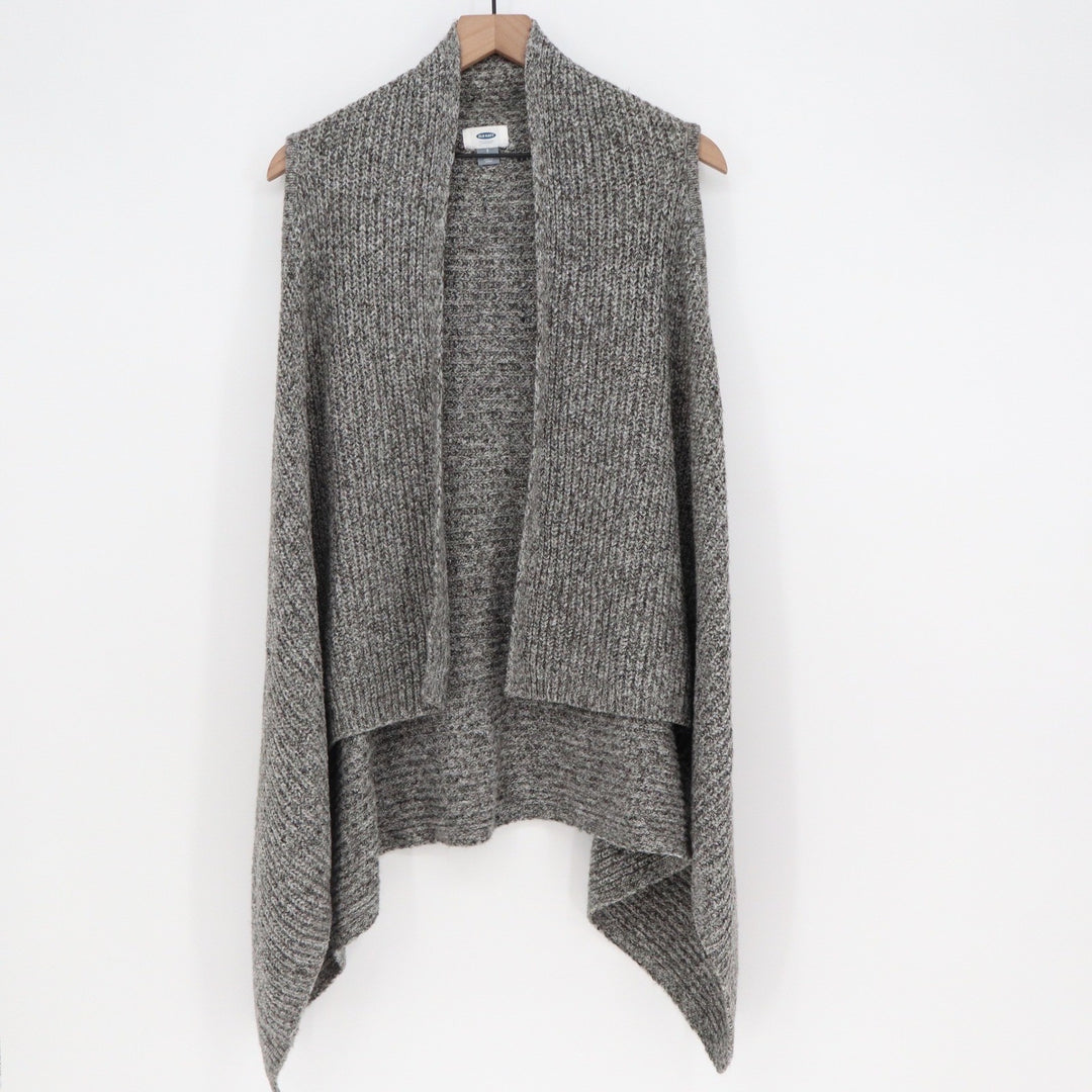 Old Navy Womens Gray Marl Open Front Draped Sweater Vest Small Petite