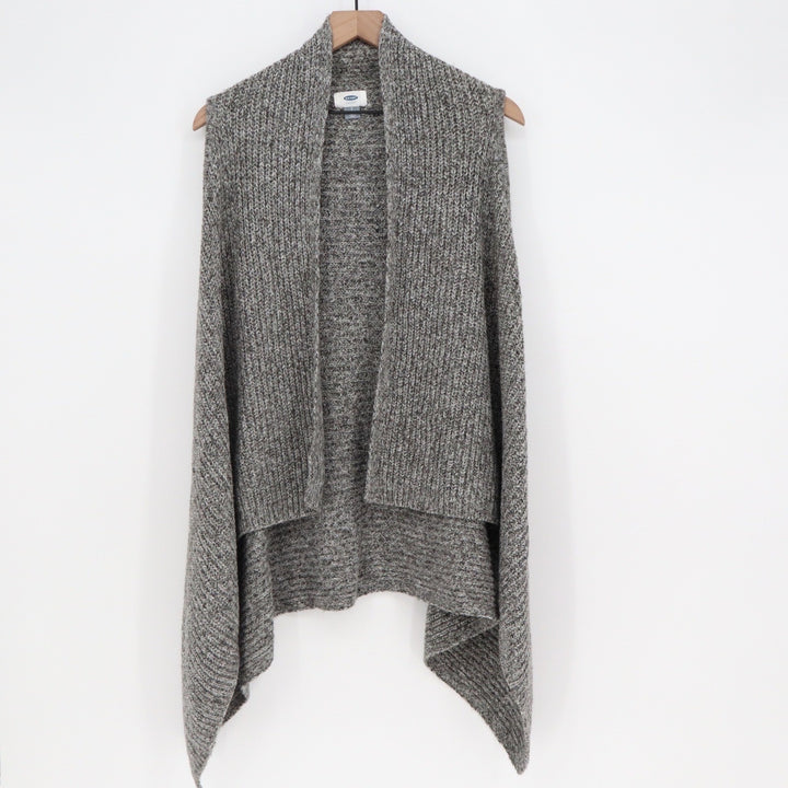 Old Navy Womens Gray Marl Open Front Draped Sweater Vest Small Petite