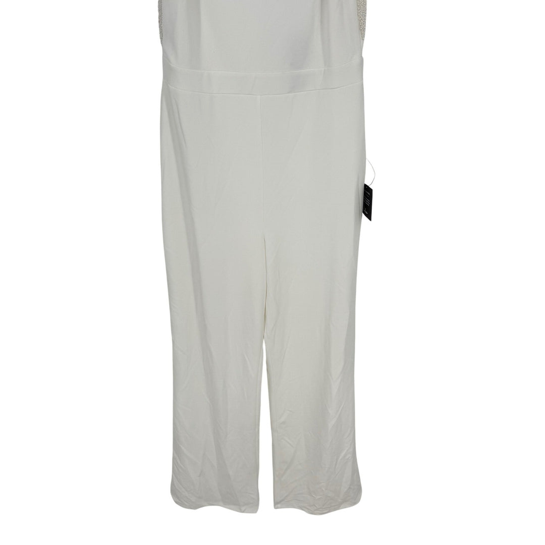 Lulus Love Aglow White Pearl Beaded Sleeveless Straight Leg Jumpsuit Size XL