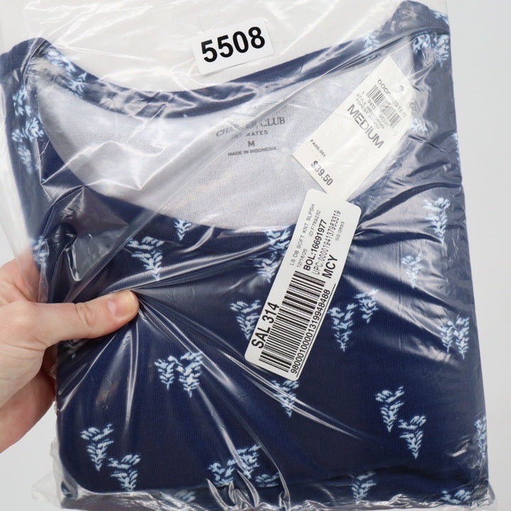 Charter Club Intimates Sleep Shirt Long Sleeve Knit Nightgown Forest Blue M