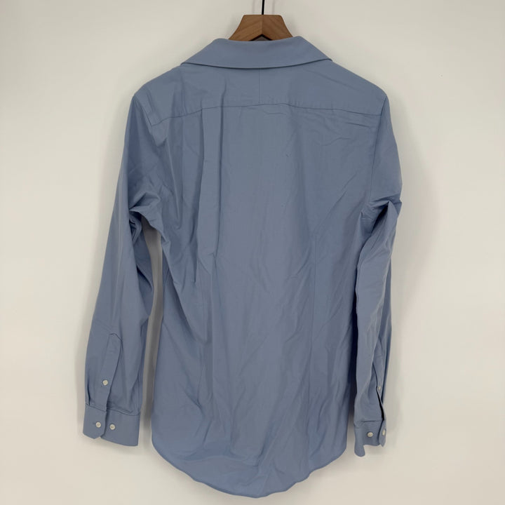 Nordstrom Tech Smart Dress Shirt Men 15.5 Blue Cotton Extra Trim Fit Barrel Cuff