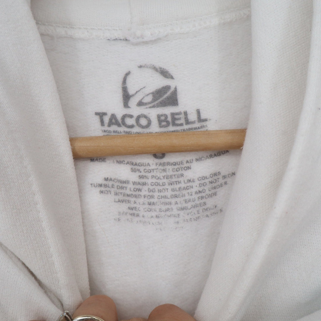 Taco Bell Hoodie White Multi Color Pop Art Logo Sleeve Graphic Mens Small