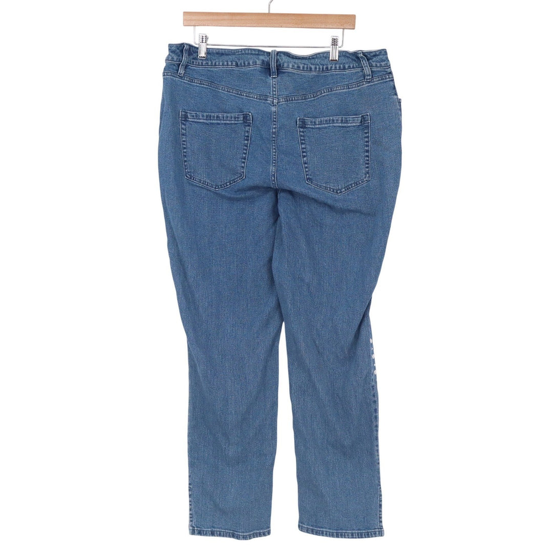 INC International Concepts Women's 20W Studded Straight Leg Jeans Blue
