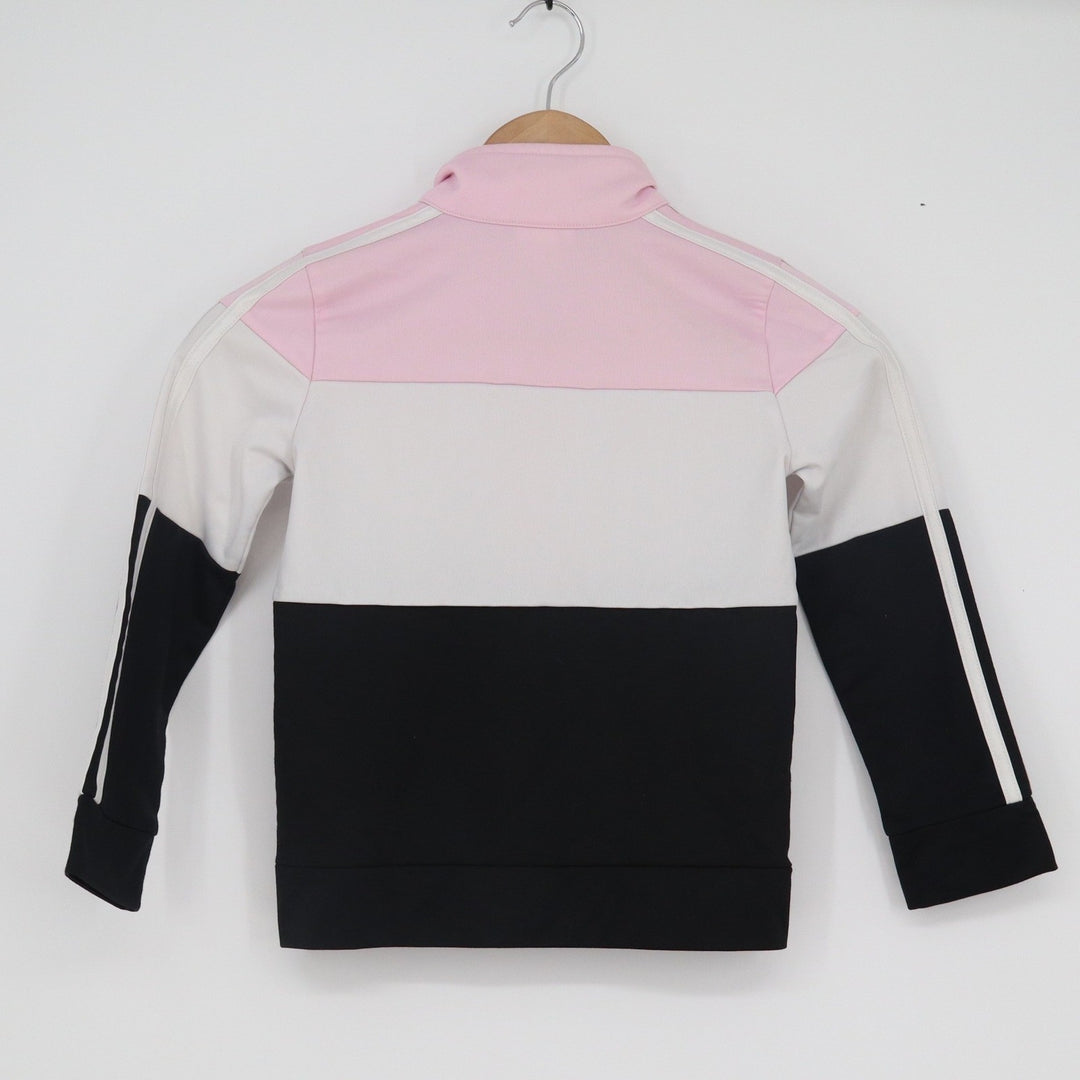 Adidas Girls Pink White Black Colorblock Full Zip Track Jacket Size 7