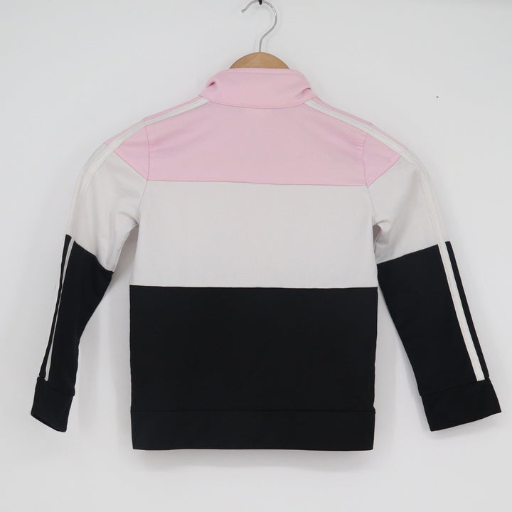 Adidas Girls Pink White Black Colorblock Full Zip Track Jacket Size 7