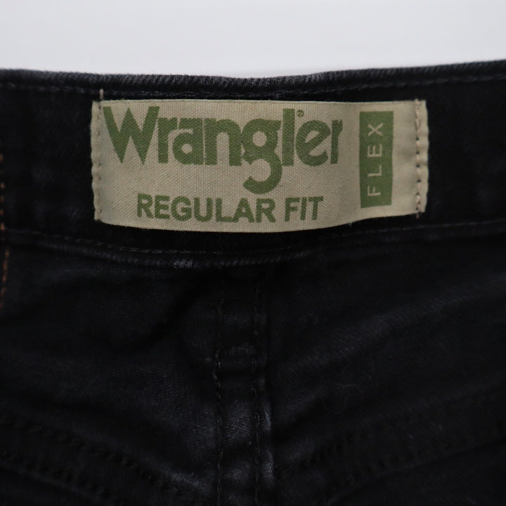 Wrangler Regular Fit Flex Mens Black Straight Leg Jeans 32x32