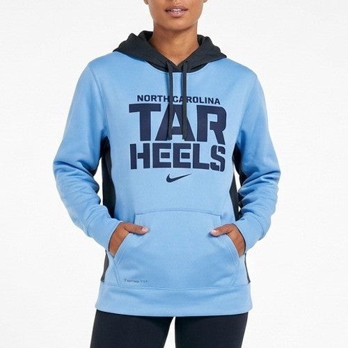 North Carolina Tar Heels Hoodie Women's L Blue Nike Therma Fit Basketball NCAA