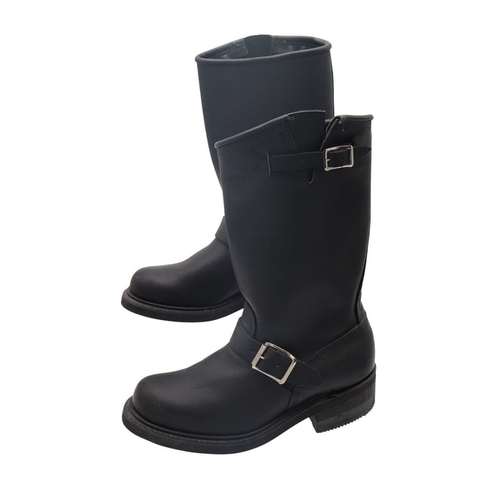 Carolina Motorcycle Womens US 7 Black Leather Round Toe Mid Calf Biker Boots