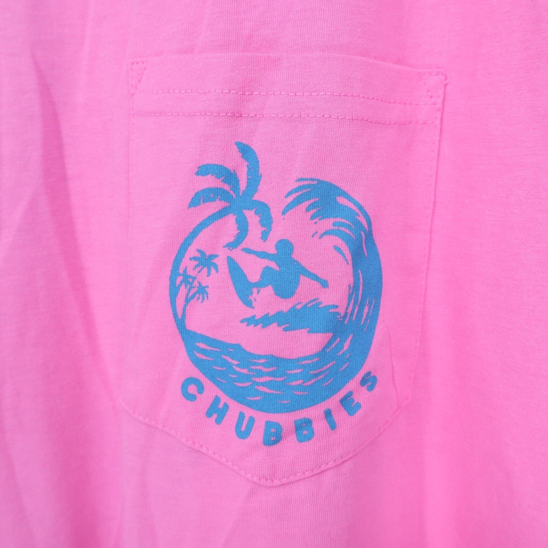 Chubbies Mens The Surfer Pocket Graphic T-Shirt Pink XXL NWT