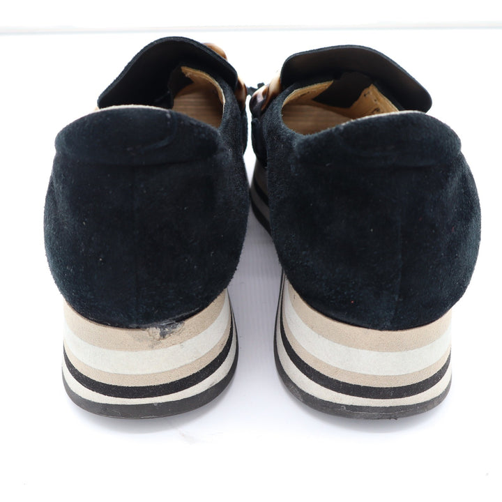 Softwalk Black Suede Platform Loafers Tortoiseshell Chain Kiltie Fringe Size 8