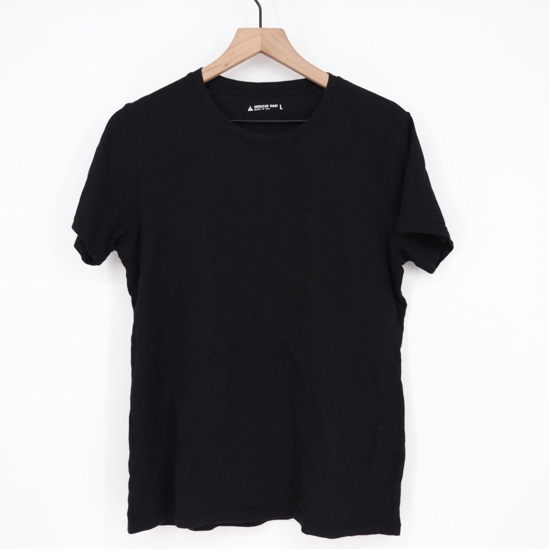 American Giant Mens Crew Neck Short Sleeve T Shirt Black Size L Made in USA