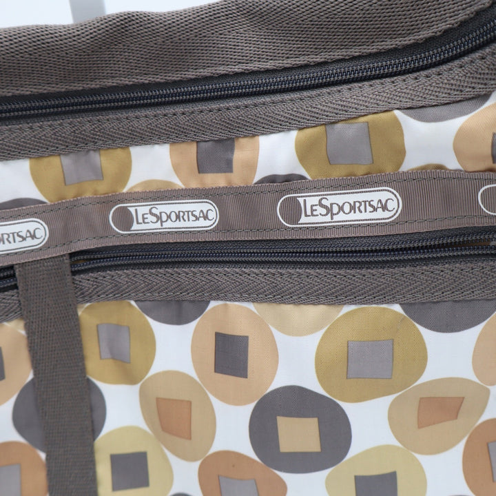 LeSportsac Deluxe Everyday Bag Geometric Circle Square Tan Brown Crossbody