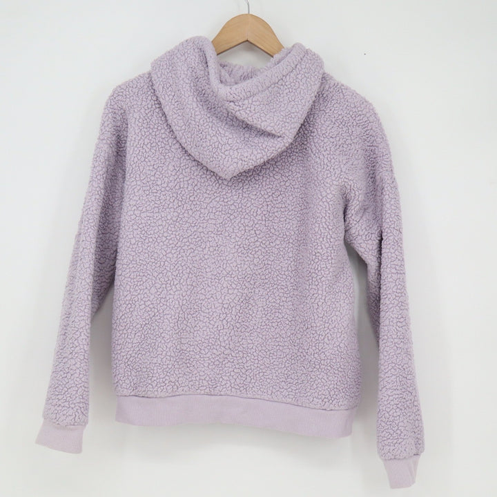 Lavender Purple Sherpa Fleece Quarter Snap Hoodie Pullover Fuzzy Teddy Jacket