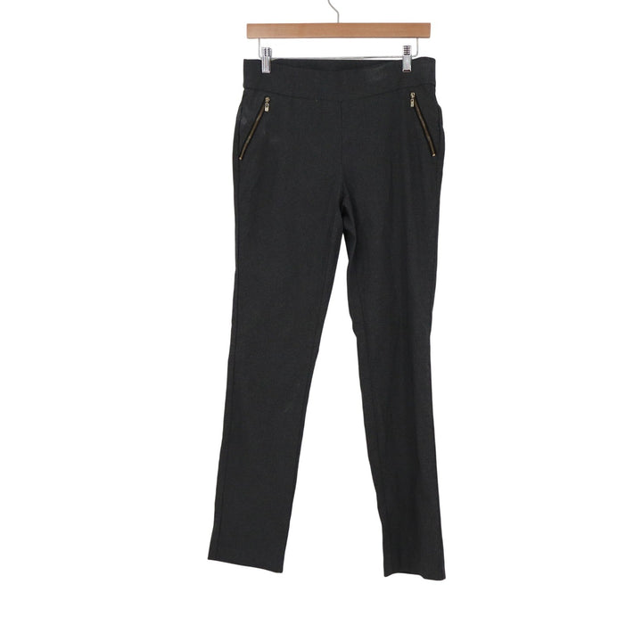 Rafaella Comfort Womens Size 8 Gray Straight Leg Pull On Dress Pants Zip Detail