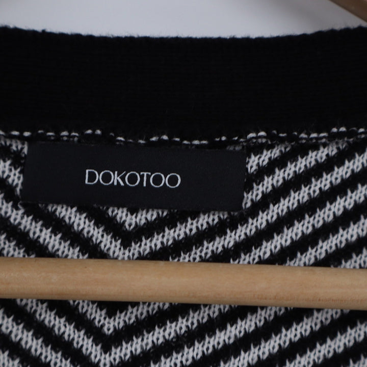 Dokotoo Womens Black White Chevron Zig Zag Cotton Button Front Cardigan Size L