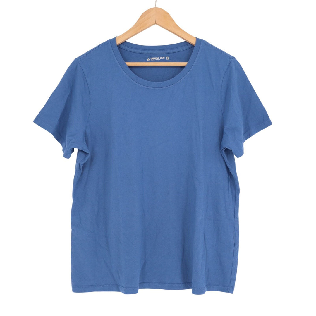 American Giant Classic T-Shirt Womens XL Blue Crew Neck Short Sleeve Pullover