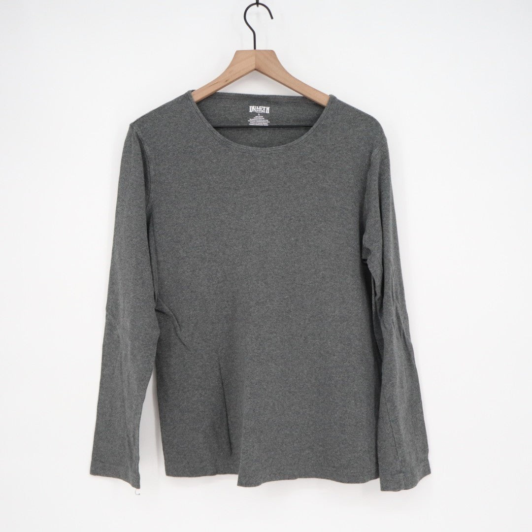 Duluth Trading T-Shirt Mens L Gray Knit Cotton Crew Neck Long Sleeve Pullover