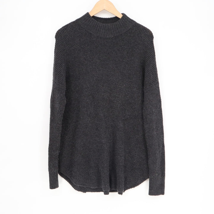 American Eagle Outfitters Sweater Women Medium Gray Ribbed Knit Mock Neck Winter