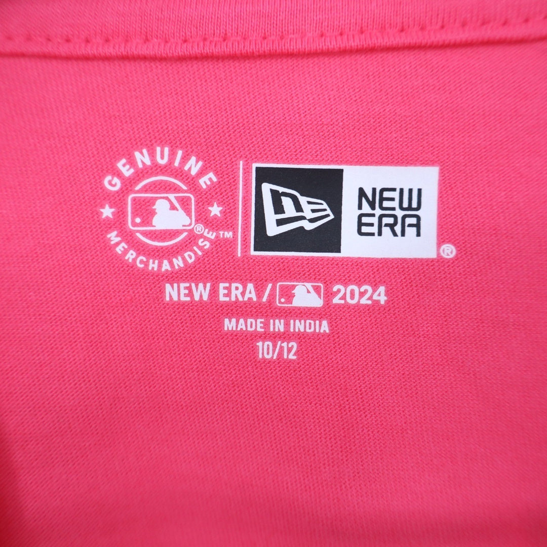 New Era Boston Red Sox Girls Pink Sequin V-Neck T-Shirt Size 10/12 MLB