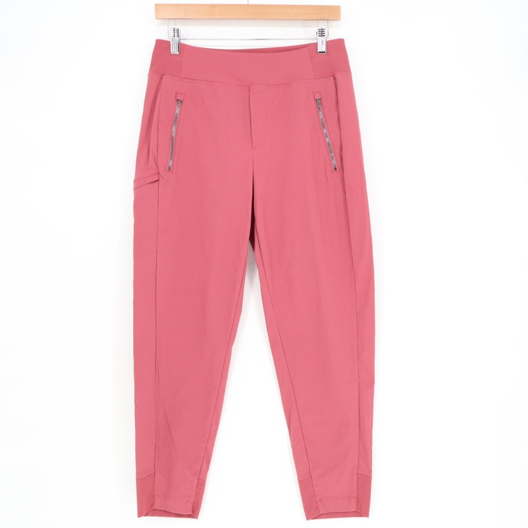 Athleta Athletic Pants Womens 4P Rose Pink Stretch Zip Front Pockets Skinny Leg