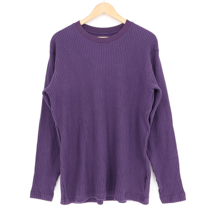 American Giant T-Shirt Mens Large Purple Waffle Knit Cotton Stretch Long Sleeve