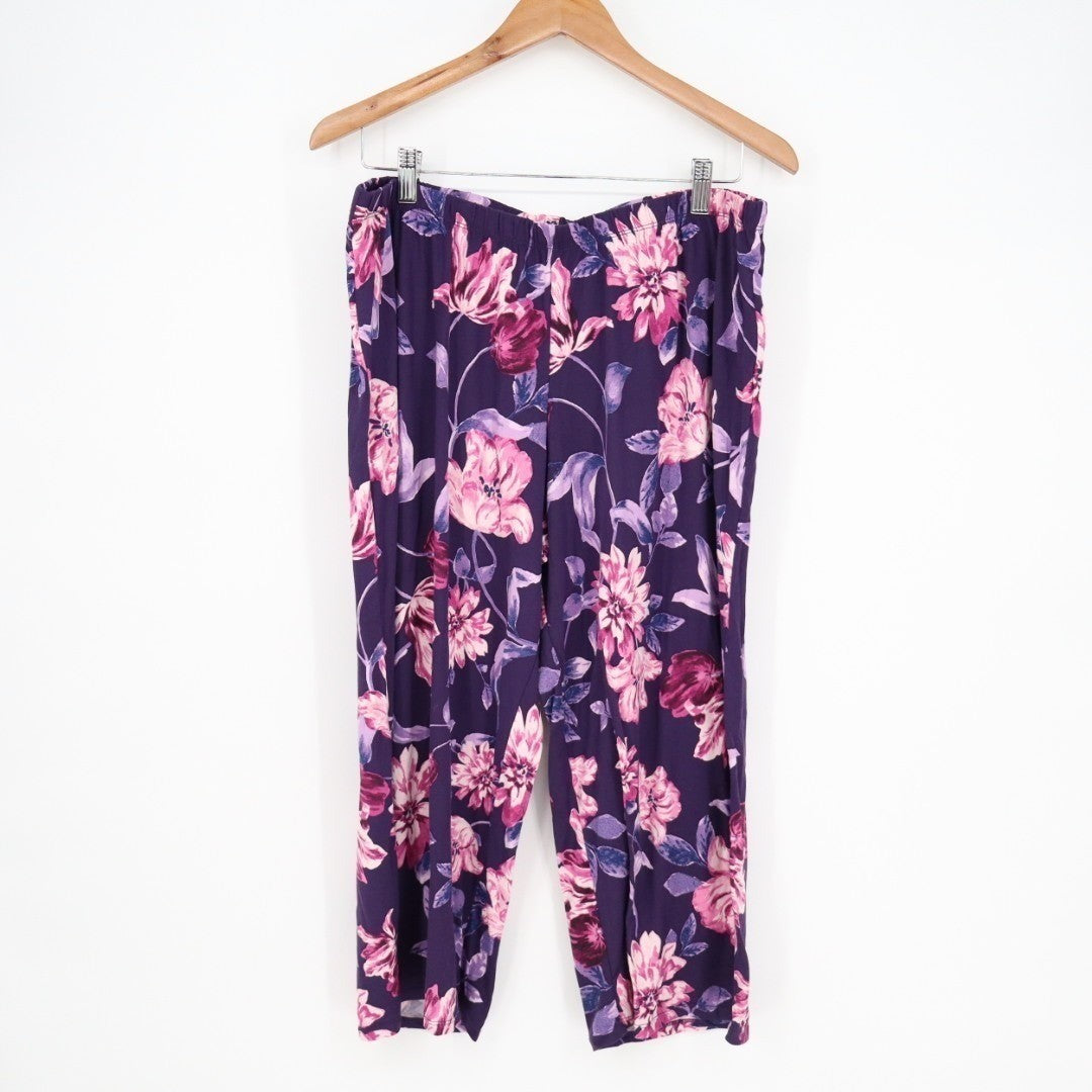 Linea Donatella 2-PC Pajamas Set Women XL Purple Floral Stretch Adjustable Strap