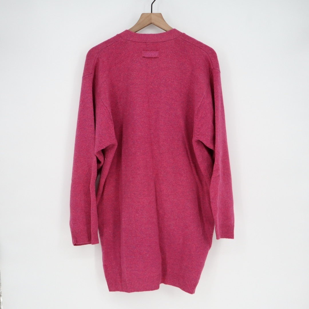 Esprit Cardigan Sweater Womens Pink wool Front Pockets Long Sleeve Winter Wear