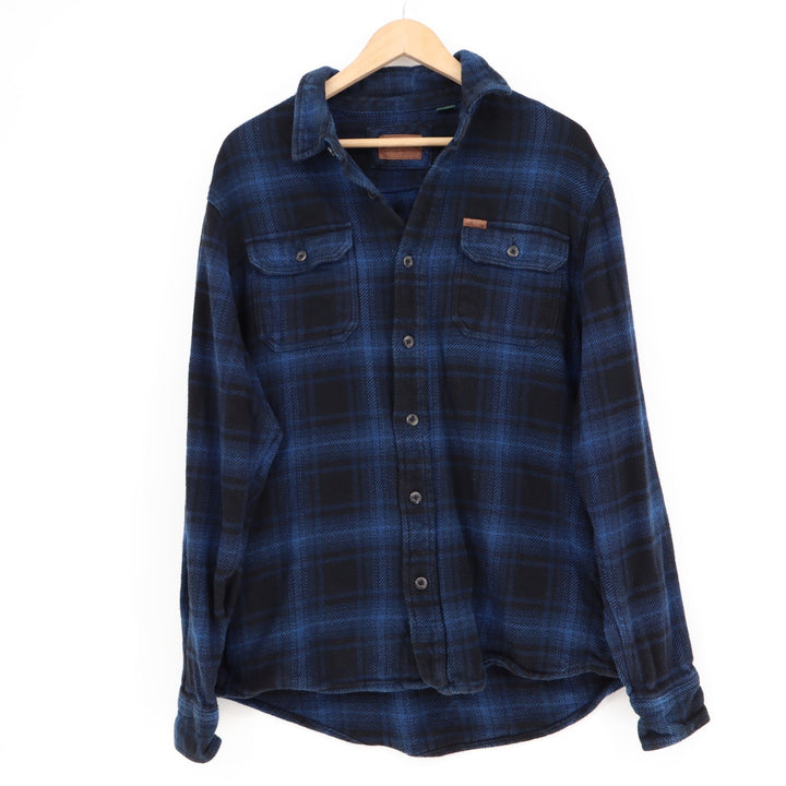 Orvis Mens Blue Black Plaid Flannel Button Down Shirt Classic Collection Size M