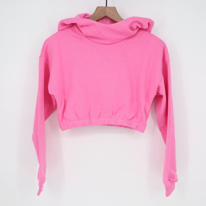 Naked Wardrobe Pink Cropped Hoodie Sweatshirt L