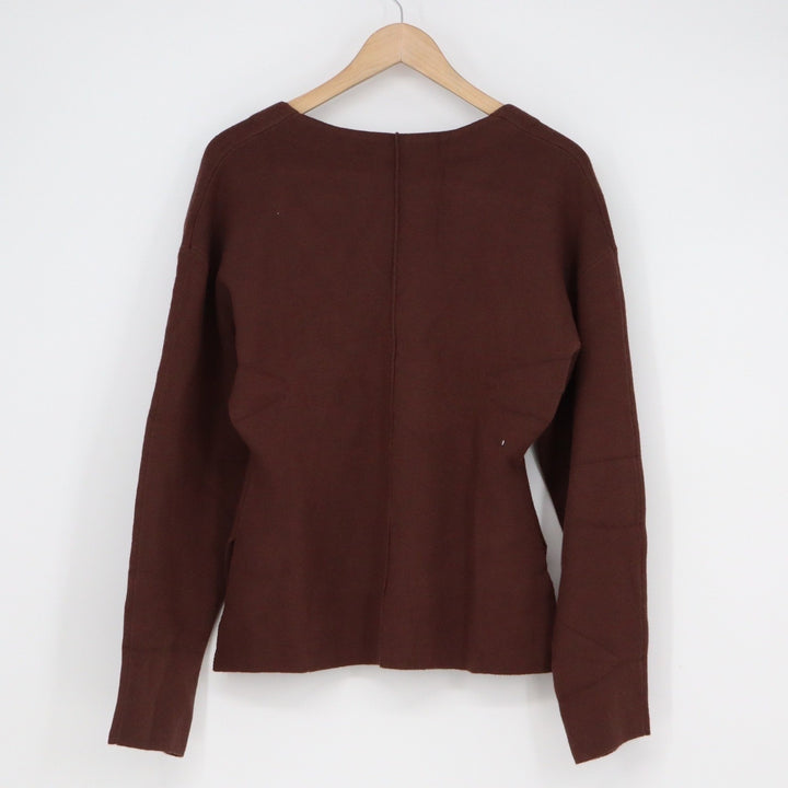 Coffee Brown Open Front V-Neck Knit Cardigan Size Large Minimalist Chic